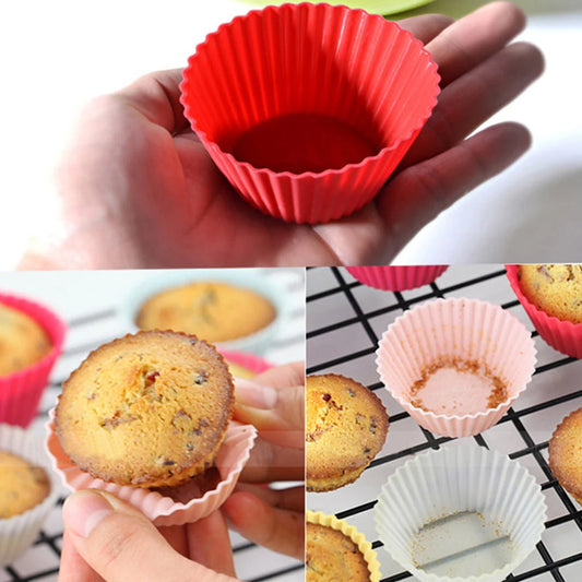 Conjunto de 12 Formas Redondas de Silicone Resistente ao Calor – Ideais para Bolinhos, Pudins e Gelatinas