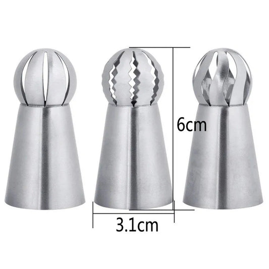 Conjunto de 3 Bicos de Aço Inoxidável para Decoração de Bolos e Cupcakes