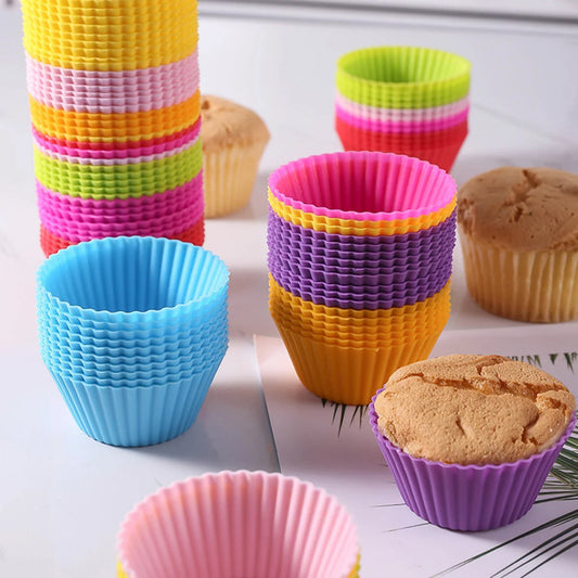 Conjunto de 12 Formas Redondas de Silicone Resistente ao Calor – Ideais para Bolinhos, Pudins e Gelatinas