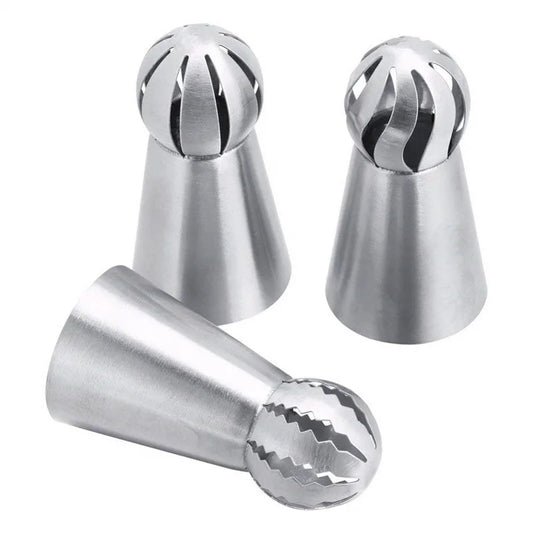 Conjunto de 3 Bicos de Aço Inoxidável para Decoração de Bolos e Cupcakes